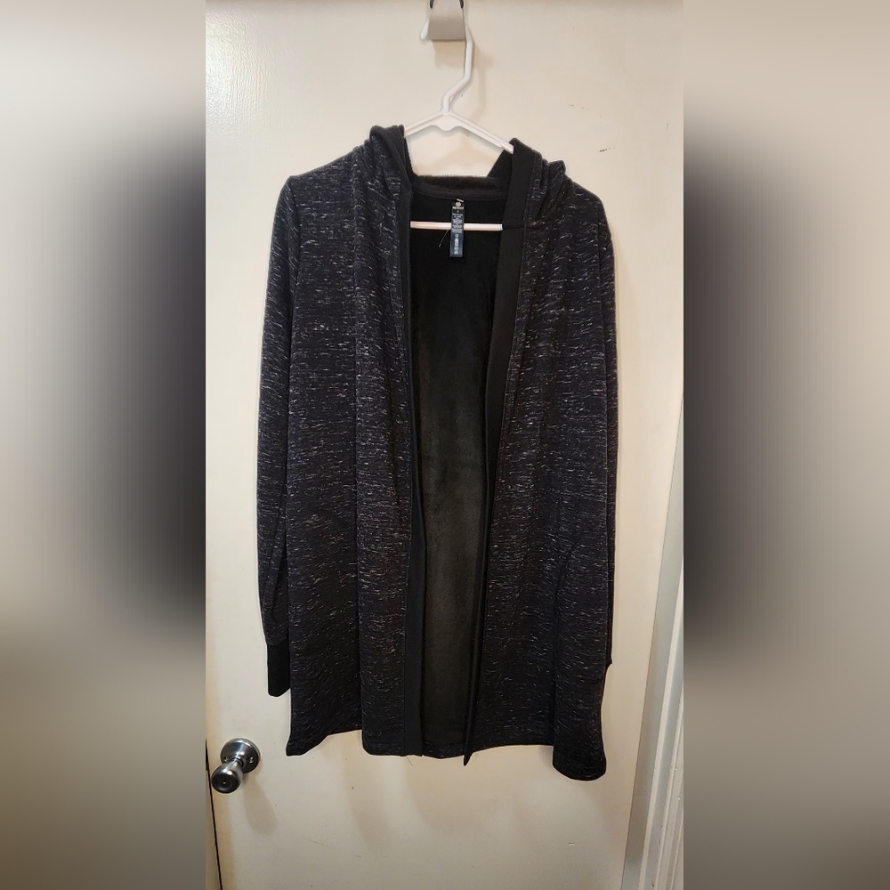 90 Degree Cozy Black Hooded Cardigan